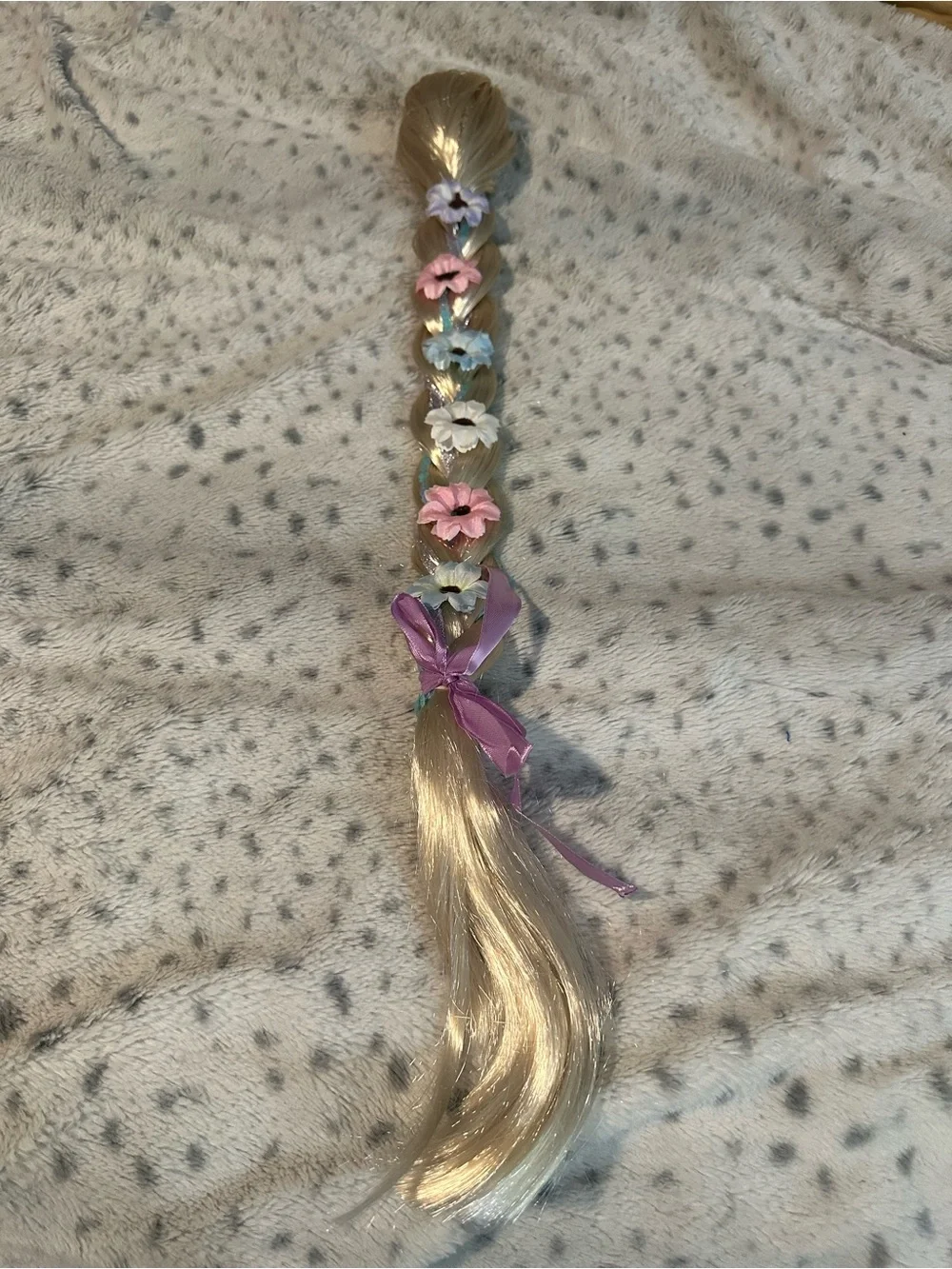 Celebrate Girls Clip On Blonde Braided Hair Extension with Pastel Flower Accents